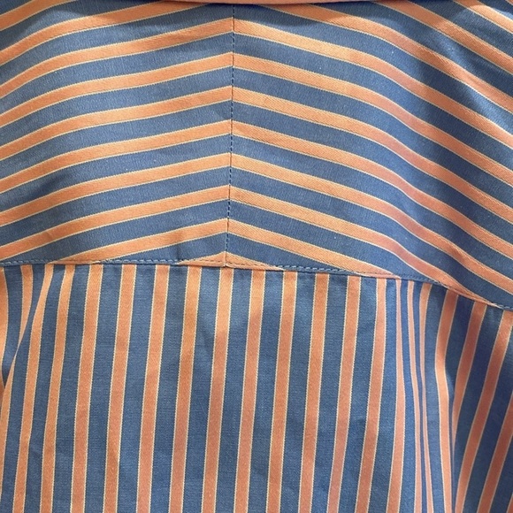Thomas Pink Poplin Striped French Cuff L/S Button Down Shirt Pink Blue Sz 16 - Picture 7 of 9